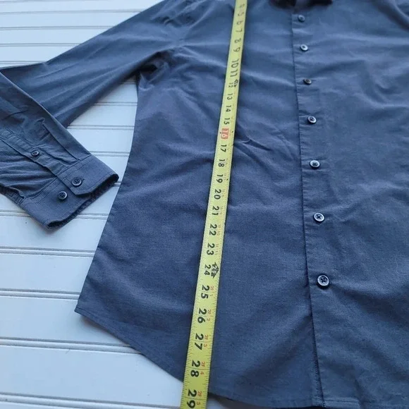 Express 1MX Charcoal Gray Men Long Sleeve Button Shirt Slim Fit M 15-15.5 - Picture 9 of 9